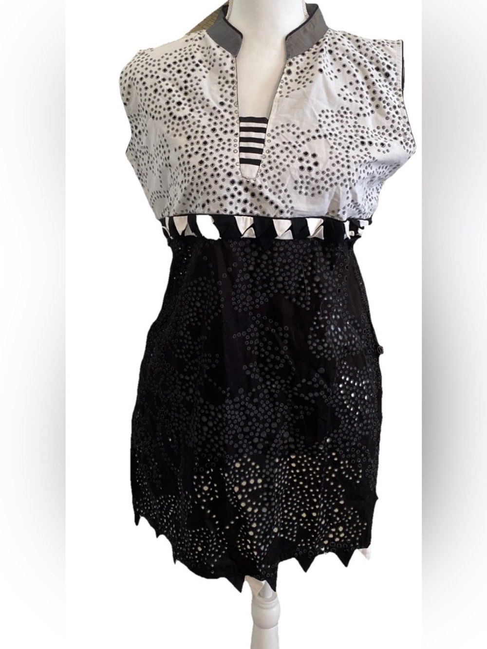 Black and White Eyelet Cutout Dress or coverup